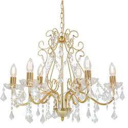 Vidaxl - Lampadario con Perline di Cristallo Dorato Tondo 6 E14