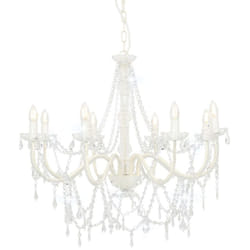 Vidaxl - Lampadario con Perline Bianco 8 Lampadine E14 91035