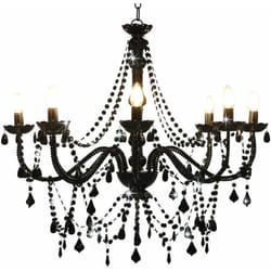 Lampadario con Perline Nero 8 Lampadine E14 vidaXL 39396
