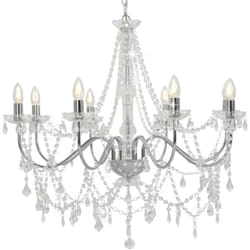 Lampadario con Perline Argento 8 Lampadine E14 vidaXL 80676