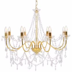 Caratterizzato da un design stravagante, questo fantastico lampadario decorato con perle di cristallo donerà sicuramente un a ...