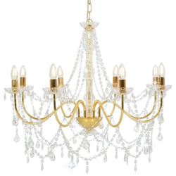 Vidaxl - Lampadario con Perline Dorato 8 Lampadine E14 24551