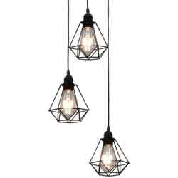 Lampadario con Design Diamante Nero 3 Lampadine E27 Vidaxl 64436