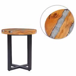 vidaXL Tavolino da Salotto 40x45 cm Legno Massello Teak e Poliresina - Vista aggiuntiva 2