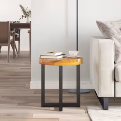 vidaXL Tavolino da Salotto 40x45 cm Legno Massello Teak e Poliresina - Vista aggiuntiva 3
