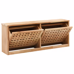 Panca con Scarpiera 94x20x38 cm in Legno Massello di Nocecod mxl 95266 - Vista aggiuntiva 2