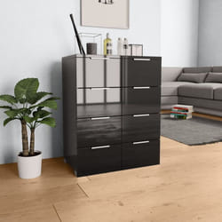 Credenza, Madia per salotto con Finitura Lucida Nera 60x35x80 cm in Truciolato Vidaxl