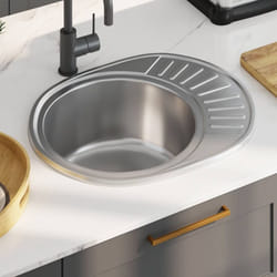 Lavandino, Lavello da Cucina con Filtro e Sifone Ovale in Acciaio Inox vidaXL 55454