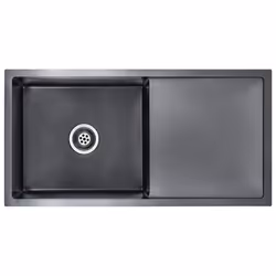 vidaXL Lavello da Cucina Lavorato a Mano Nero in Acciaio Inox - Vista aggiuntiva 2