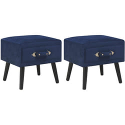 Set 2 Comodini da Camera da Letto, Tavolini da notte Blu 40x35x40 cm in Velluto Vidaxl
