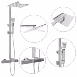 vidaXL Set per Doccia a Doppio Soffione con Termostato Acciaio Inox - Vista aggiuntiva 2