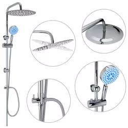 vidaXL Set per Doccia a Doppio Soffione con Doccetta Acciaio Inox - Vista aggiuntiva 2