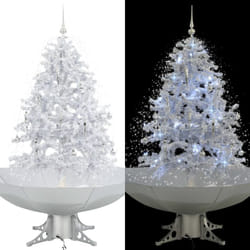 Albero di Natale, Albero effetto Realistico con Neve e Base a Ombrellone Bianco 140 cm vidaXL