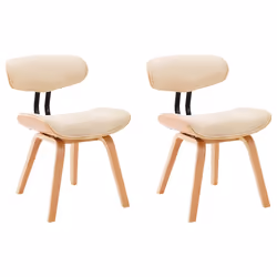 vidaXL Sedie da Pranzo 2 pz Crema in Legno Piegato e Similpelle - Vista aggiuntiva 2