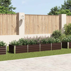 vidaXL Letto Rialzato Giardino Marrone 320x80x45 cm in Acciaio Zincato
