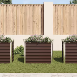 vidaXL Letto Rialzato Giardino Marrone 100x40x77 cm in Acciaio Zincato - Vista aggiuntiva 3