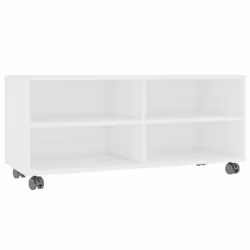 vidaXL Mobile TV con Ruote Bianco 90x35x35 cm in Legno Multistrato - Vista aggiuntiva 2