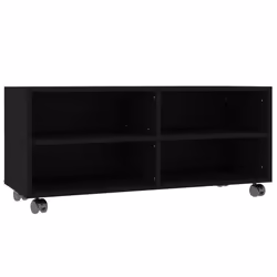 vidaXL Mobile TV con Ruote Nero 90x35x35 cm in Legno Multistrato - Vista aggiuntiva 2