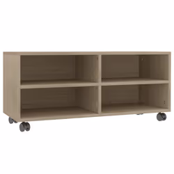 vidaXL Mobile TV con Ruote Rovere Sonoma 90x35x35 cm Legno Multistrato - Vista aggiuntiva 2