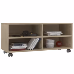vidaXL Mobile TV con Ruote Rovere Sonoma 90x35x35 cm Legno Multistrato - Vista aggiuntiva 3
