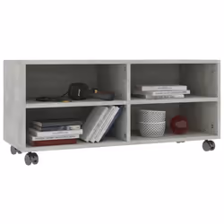 vidaXL Mobile TV con Ruote Grigio Cemento 90x35x35 cm in Multistrato - Vista aggiuntiva 3