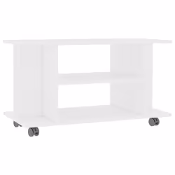 vidaXL Mobile TV con Ruote Bianco 80x40x45 cm in Legno Multistrato - Vista aggiuntiva 2