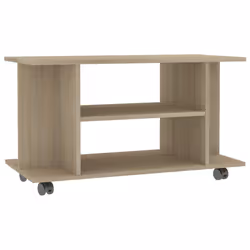 vidaXL Mobile TV con Ruote Rovere Sonoma 80x40x45 cm Legno Multistrato - Vista aggiuntiva 2