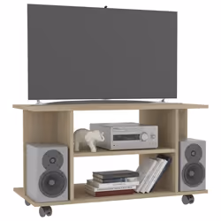vidaXL Mobile TV con Ruote Rovere Sonoma 80x40x45 cm Legno Multistrato - Vista aggiuntiva 3