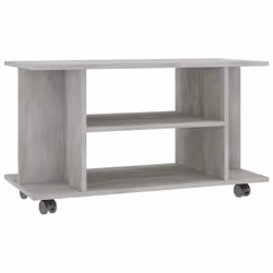 vidaXL Mobile TV con Ruote Grigio Cemento 80x40x45 cm in Multistrato - Vista aggiuntiva 2
