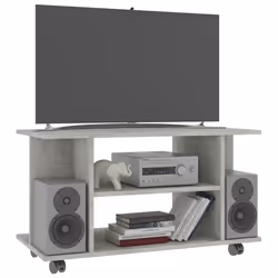 vidaXL Mobile TV con Ruote Grigio Cemento 80x40x45 cm in Multistrato - Vista aggiuntiva 3