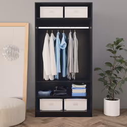 vidaXL Armadio Nero 100x50x200 cm in Legno Multistrato - Vista aggiuntiva 3