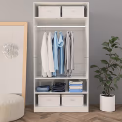vidaXL Armadio Bianco Lucido 100x50x200 cm in Legno Multistrato - Vista aggiuntiva 3