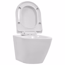 vidaXL WC Sospeso con Design Senza Bordi in Ceramica Bianca - Vista aggiuntiva 2