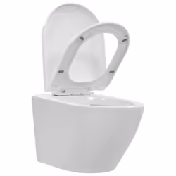 vidaXL WC Sospeso con Design Senza Bordi in Ceramica Bianca - Vista aggiuntiva 3