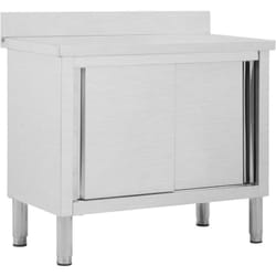 Banco da Lavoro con Ante Scorrevoli 100x50x(95-97)cm in Acciaio Vidaxl 8254