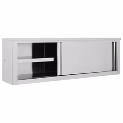 Armadio da Cucina ad Ante Scorrevoli 150x40x50cm Acciaio Inox cod mxl 79299 - Vista aggiuntiva 2