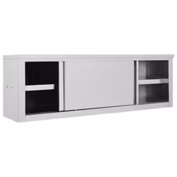 Armadio da Cucina ad Ante Scorrevoli 150x40x50cm Acciaio Inox cod mxl 79299 - Vista aggiuntiva 3