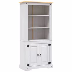 vidaXL Credenza in Legno di Pino Messicano Corona Bianco 80x40x170 cm - Vista aggiuntiva 2