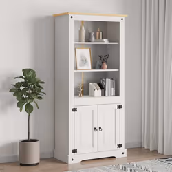 vidaXL Credenza in Legno di Pino Messicano Corona Bianco 80x40x170 cm - Vista aggiuntiva 3