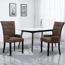 Vidaxl - Sedie da Pranzo con Braccioli 2 pz Marroni in Tessuto 270496