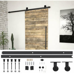 Kit di Binari per Porte Scorrevoli in Acciaio Verniciato Resistente Nero varie dimensioni dimensioni : 183 cm