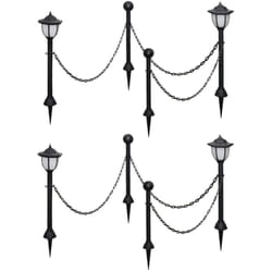 Lampioncini Solari 4 pz con Catena di Recinzione e Paletti Vidaxl 97004