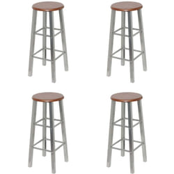 Set di 4 Sgabelli da Bar, Sgabelli Alti Argento e Marrone in mdf Vidaxl