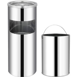 vidaXL Pattumiera con Posacenere da Albergo 30 L Acciaio Inox
