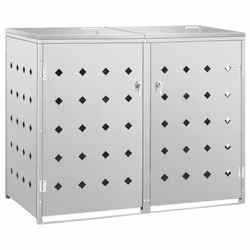 vidaXL Copribidone per Spazzatura Doppio 240 L in Acciaio Inox - Vista aggiuntiva 2