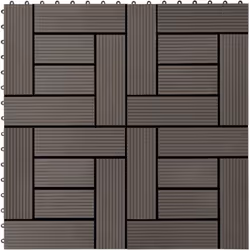 Questo set di piastrelle per decking in WPC, con una dimensione della singola piastrella di 30 x 30 cm, è composto da 22 pezz ...