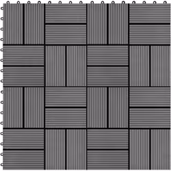 Questo set di piastrelle per decking in WPC, con una dimensione della singola piastrella di 30 x 30 cm, è composto da 22 pezz ...