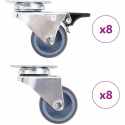 Questo set, composto da 16 rotelle girevoli gemellate, costituisce l'accessorio perfetto per attrezzature e mobili di piccole ...