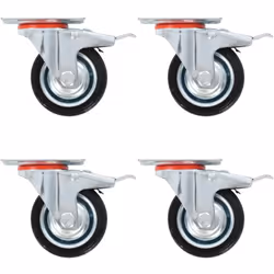 Questo set, composto da 16 rotelle girevoli, metà con freni, costituisce l'accessorio perfetto per attrezzature e mobili di p ...