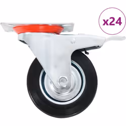 Questo set, composto da 24 rotelle girevoli, metà con freni, costituisce l'accessorio perfetto per attrezzature e mobili di p ...